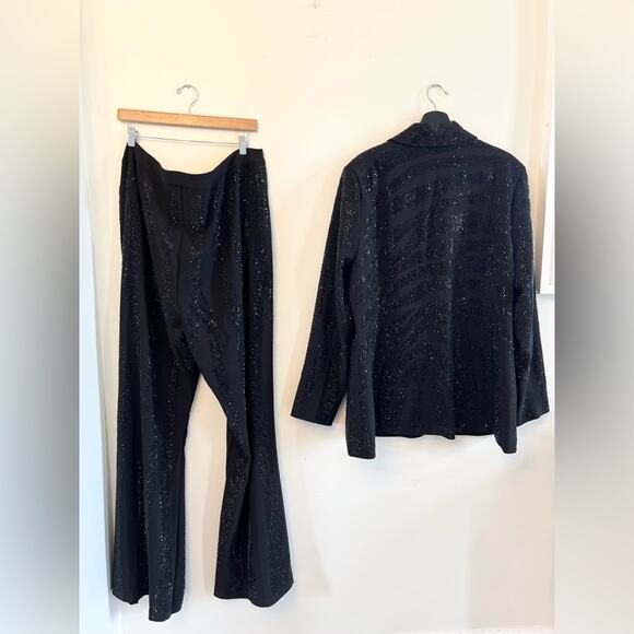 Fashion nova nova luxe NWT Karina suit set black beaded crystal gala wedding 3X - Picture 12 of 16